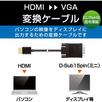 変換ケーブル HDMI[オス]-VGA[オス] HDMI-VGA(D-Sub 15ピン) エレコム HDMI変換アダプタ 【通販モノタロウ】