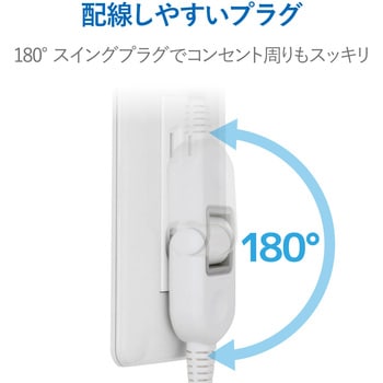 USB付 電源タップ 2P×2個口 USBポート 合計3.4A 60cm ほこり防止シャッター スイングタップ エレコム