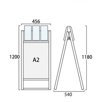 ブラックフラットオープンスタンド看板パンフレットケース付A2両面 ウエイトアーム・水タンクセット 常磐精工