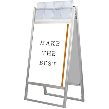 フラットオープンスタンド看板パンフレットケース付B2両面 ウエイトアーム・水タンクセット 常磐精工