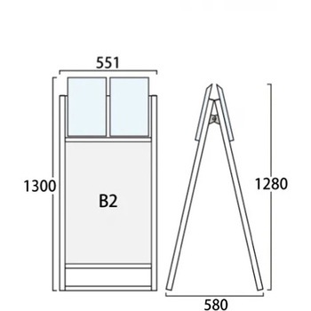 ブラックフラットオープンスタンド看板カタログケース付B2両面 ウエイトアーム・水タンクセット 常磐精工