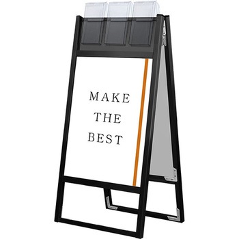 ブラックフラットオープンスタンド看板パンフレットケース付A2両面 ウエイトアーム・水タンクセット 常磐精工