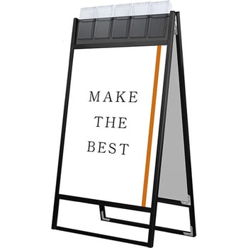 ブラックフラットオープンスタンド看板パンフレットケース付B1両面 ウエイトアーム・水タンクセット 常磐精工