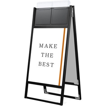 ブラックフラットオープンスタンド看板カタログケース付B2両面 ウエイトアーム・水タンクセット 常磐精工