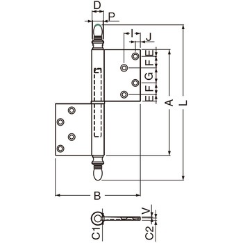 バルカン異形旗丁番 BB-106 シロクマ
