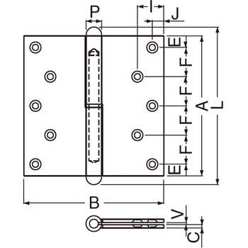 ステンレスキャノン二管丁番(右) BS-102R シロクマ