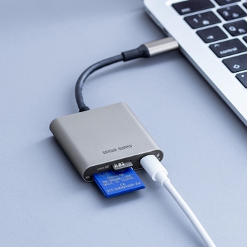 カードリーダー USB TypeC USB PD充電対応 サンワダイレクト