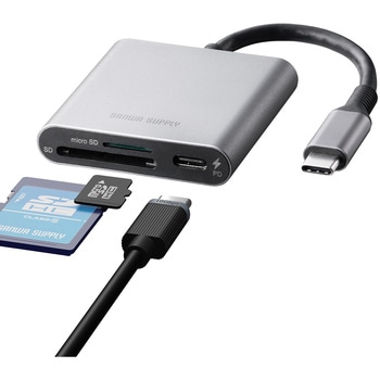 カードリーダー USB TypeC USB PD充電対応 サンワダイレクト
