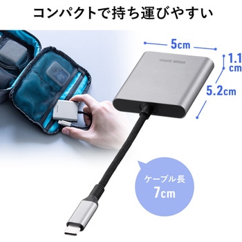 カードリーダー USB TypeC USB PD充電対応 サンワダイレクト