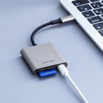 カードリーダー USB TypeC USB PD充電対応 サンワダイレクト