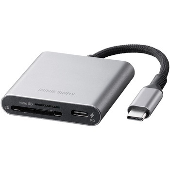 カードリーダー USB TypeC USB PD充電対応 サンワダイレクト