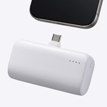 モバイルバッテリー 5000mAh プラグ一体型 サンワダイレクト