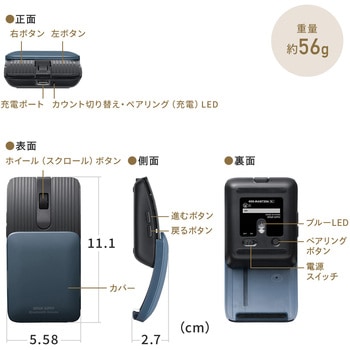 ブルーLEDマウス Bluetooth 5.2 静音 サンワダイレクト