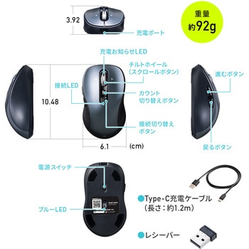 ブルーLEDマウス Bluetooth/ワイヤレス サンワダイレクト