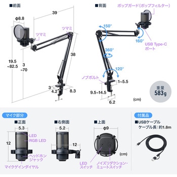 マイクロホン USB ゲーミング サンワダイレクト