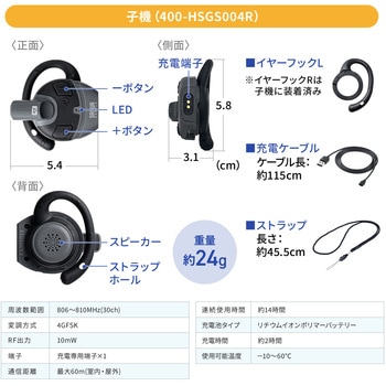 ワイヤレスガイドシステム 子機 サンワダイレクト