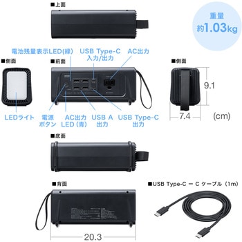 モバイルバッテリー AC出力付き サンワダイレクト