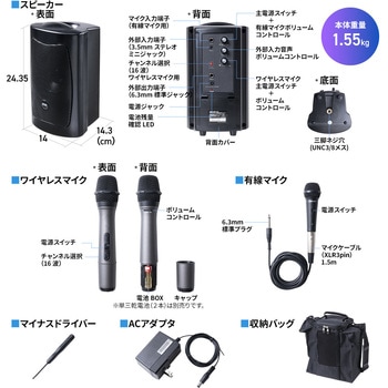 拡声器スピーカー ワイヤレスマイク付き サンワダイレクト