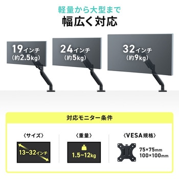 液晶モニタアーム ガススプリング式 サンワダイレクト
