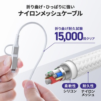 USB TypeCケーブル USB2.0 ライトニング変換アダプタ付き - サンワダイレクト