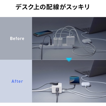 電源タップ USB急速充電機能付き GaN PD67W サンワダイレクト