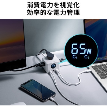 電源タップ USB急速充電機能付き GaN PD67W サンワダイレクト