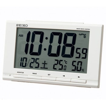 SQ789W 温度湿度表示付きデジタル電波時計 セイコー(SEIKO) アラーム 
