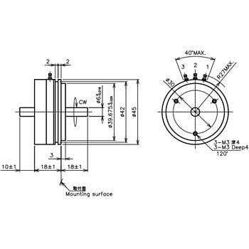 CPP-45B-1K 接触形回転角度センサ CPP-45 シリーズ 1個 緑測器 【通販 