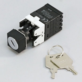 キー形セレクタスイッチ(正方形)(丸胴形Φ16) A165K omron(オムロン)