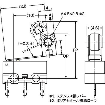 極超小形基本スイッチ(ヒンジ・ローラ・レバー形) D2F omron(オムロン)