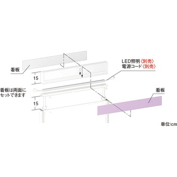 ユニット什器用TOPアクリルパラペット脚付 看板無 中日販売