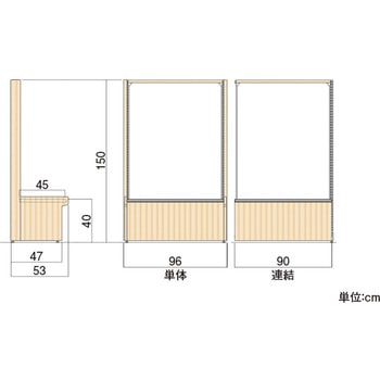 515-96 パン什器EWL片面ボード 連結 中日販売