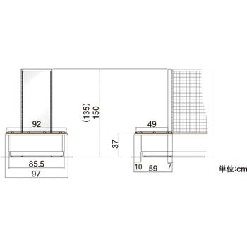 中日販売 シルキー色パン什器EC両面ネット 間口90 奥行97 高さ135 連結