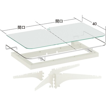 シルキー色パン什器用EC1本柱エンド用アクリル棚セット 中日販売