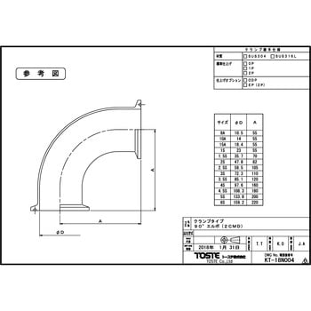 90°エルボ SUS316L(クランプ接手) トーステ