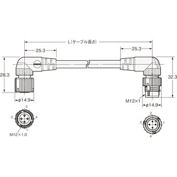丸型防水コネクタ ケーブル付コネクタ ソケット/プラグ両側コネクタ XS5W omron(オムロン)