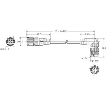 丸型防水コネクタ ケーブル付コネクタ ソケット/プラグ両側コネクタ XS5W omron(オムロン)