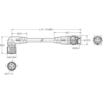 丸型防水コネクタ ケーブル付コネクタ ソケット/プラグ両側コネクタ XS5W omron(オムロン)