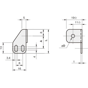センサブラケット(光電センサ用)E3-SYタイプ(右90°角度付) 岩田製作所
