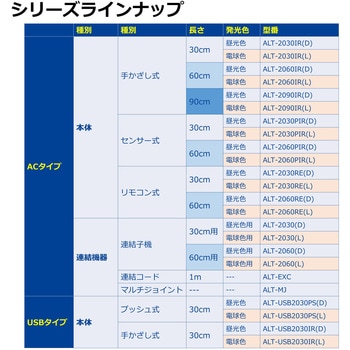 ALT-2060(D) LEDバーライト 多目的灯 連結子機 60cm 無段階調光 角度調節可 1個 ELPA 【通販モノタロウ】