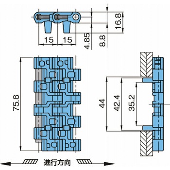 プラスチックモジュラーチェーン WT1505G-M形 椿本チエイン