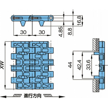 プラスチックモジュラーチェーン WT3005G-M 椿本チエイン