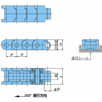 RSP40-SY-L プラブロックチェーン RSP形(直線搬送用) 1リンク 椿本