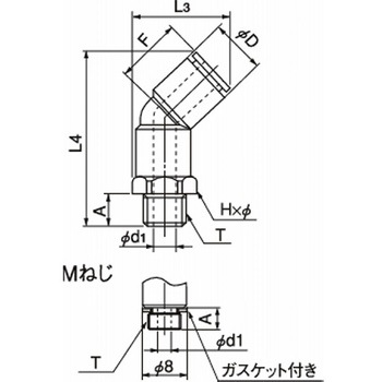 プッシュワン Aシリーズ 45°エルボ - ニッタ