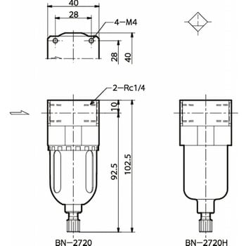 日本精器 高性能エアフィルタ25A0.01ミクロン(ドレンコック付