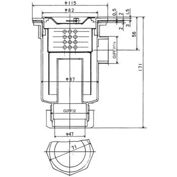 TO-197F-L 樹脂製小型ゴミ収納器付防臭排水トラップ(50A) 1個 SUGICO