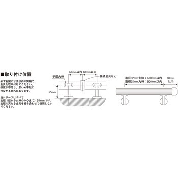 室内手すり用金具 エンド WAKI