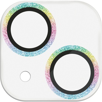 PM-A23AFLLP1RAG iPhone15/15Plus カメラフィルム ガラス フレーム付 グリッター 表面硬度10H 指紋防止 &me エレコム 47351126