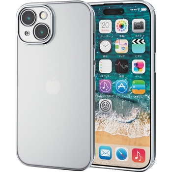 iPhone15 ケース ソフト カメラレンズ保護設計 メタリック加工 背面クリア 極限設計 エレコム