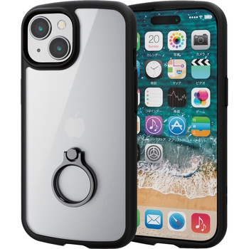 iPhone15 ケース ハイブリッド 衝撃吸収 軽量 薄型 リング付 TOUGH SLIM LITE エレコム